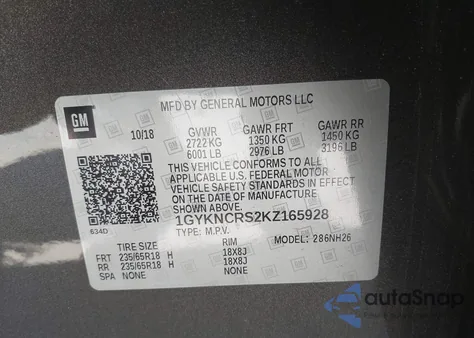 2019 Cadillac Xt5 Luxury z USA, uszkodzony, nr VIN 1GYKNCRS2KZ165928